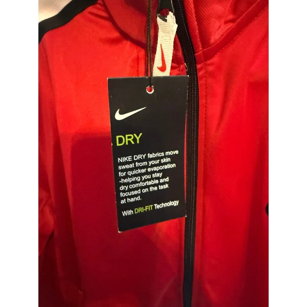 Nike Air Mens Dri-FIT Track Jacket Red Full Zip‎ Striped Athletic Top Small NEW